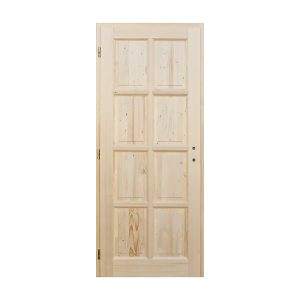 Lucfenyő beltéri fa ajtó – Egyenes 8 kazettás – egyszárnyú 100×210 cm – 40 mm – tele – festetlen