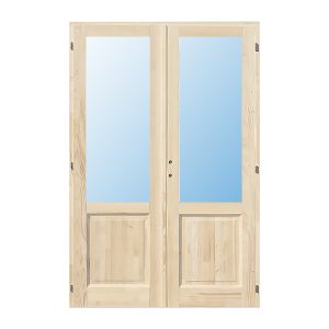 Lucfenyő beltéri fa ajtó – Szamos – kétszárnyú 140×210 cm – 40 mm – üvegezhető – festetlen