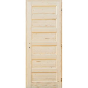 Lucfenyő beltéri fa ajtó – Zebra 6 kazettás – egyszárnyú 100×210 cm – 40 mm – tele – festetlen