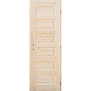 Lucfenyő beltéri fa ajtó – Zebra 6 kazettás – egyszárnyú 75×210 cm – 40 mm – tele – festetlen