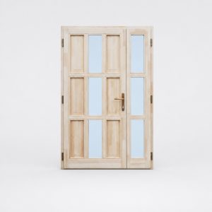 Bejárati ajtó - Iza - borovi fenyő - screen üveg, kétszárnyú, kétrétegű, natúr 140x210