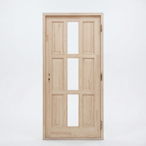 Bejárati ajtó - Iza - borovi fenyő - screen üveg, egyszárnyú, kétrétegű, natúr 100x210
